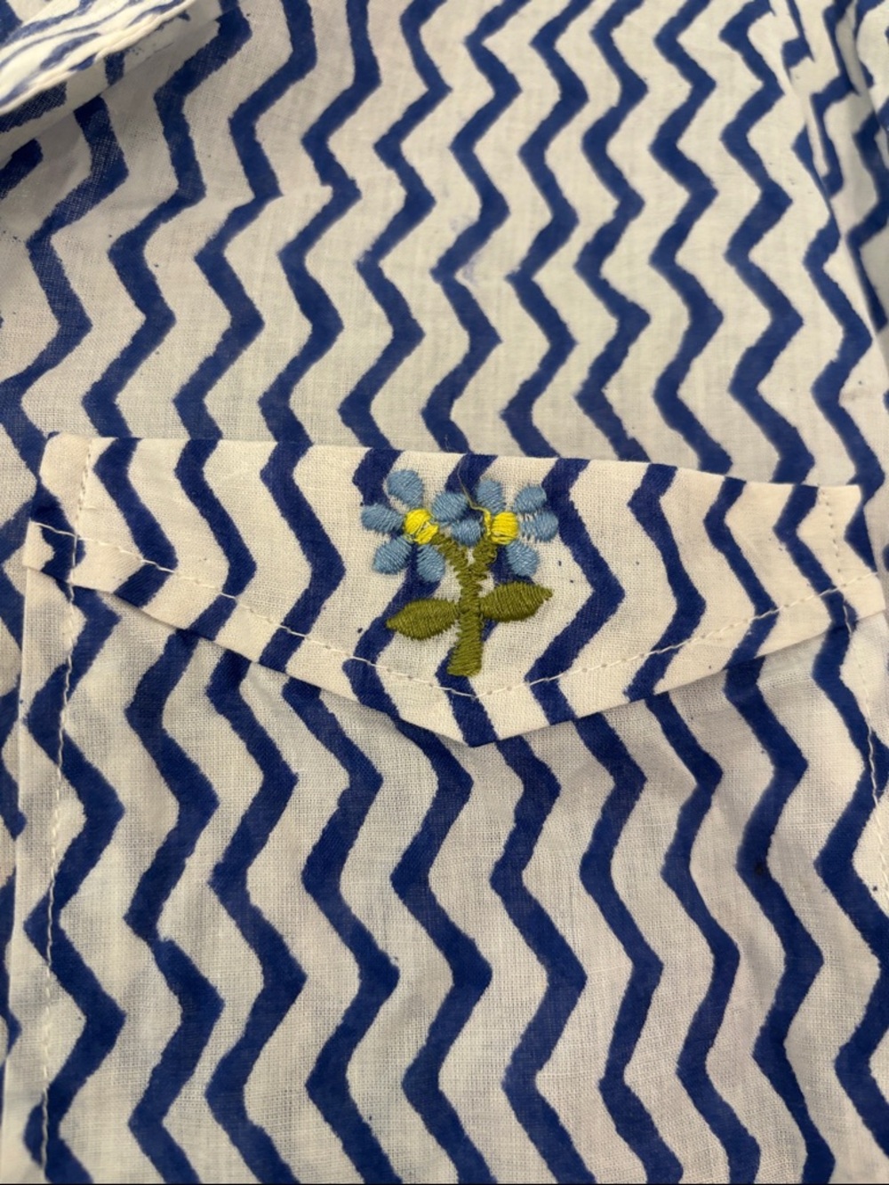 Emerson Fry NWT Ryan Shirt in Zigzag Indigo Organic Size Medium - Picture 6 of 11